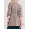 image:imageAstylish Womens Open Front Long Sleeve Belted Knit Cardigan Sweaters Trendy 2025 Outwear Coats with PocketsParchment Khaki