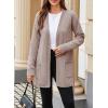 image:imageAstylish Womens Open Front Long Sleeve Belted Knit Cardigan Sweaters Trendy 2025 Outwear Coats with PocketsParchment Khaki