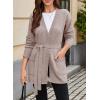 image:imageAstylish Womens Open Front Long Sleeve Belted Knit Cardigan Sweaters Trendy 2025 Outwear Coats with PocketsParchment Khaki