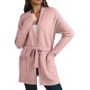 image:imageAstylish Womens Open Front Long Sleeve Belted Knit Cardigan Sweaters Trendy 2025 Outwear Coats with PocketsPink