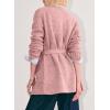 image:imageAstylish Womens Open Front Long Sleeve Belted Knit Cardigan Sweaters Trendy 2025 Outwear Coats with PocketsPink