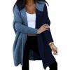 image:imageAstylish Women 2026 Fall Outfits Open Front Long Sleeve Hooded Knit Cardigan Sweaters Color Block Outwear CoatsZ Navy Blue