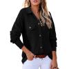 image:imageAstylish Women Waffle Knit Shacket Jacket Casual Long Sleeve Sweater Button Down Shirts Dressy Blouse TopsBlack