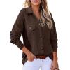 image:imageAstylish Women Waffle Knit Shacket Jacket Casual Long Sleeve Sweater Button Down Shirts Dressy Blouse TopsCoffee