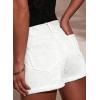 image:imageAstylish Womens Jean Shorts Casual Buttoned High Waisted Stretchy Patch Pocket Trendy Cuffed Denim ShortsWhite