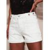 image:imageAstylish Womens Jean Shorts Casual Buttoned High Waisted Stretchy Patch Pocket Trendy Cuffed Denim ShortsWhite