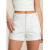 image:imageAstylish Womens Jean Shorts Casual Buttoned High Waisted Stretchy Patch Pocket Trendy Cuffed Denim ShortsWhite