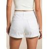 image:imageAstylish Womens Jean Shorts Casual Buttoned High Waisted Stretchy Patch Pocket Trendy Cuffed Denim ShortsWhite