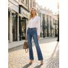 image:imageAstylish Womens Trendy Wide Leg Jeans High Waisted Stretchy Ankle Bootcut Jeans Straight Denim Pants with Slanted PocketsAshleigh Blue