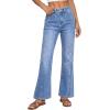 image:imageAstylish Womens Trendy Wide Leg Jeans High Waisted Stretchy Ankle Bootcut Jeans Straight Denim Pants with Slanted PocketsBeau Blue