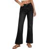 image:imageAstylish Womens Trendy Wide Leg Jeans High Waisted Stretchy Ankle Bootcut Jeans Straight Denim Pants with Slanted PocketsBlack