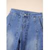 image:imageAstylish Womens Trendy Wide Leg Jeans High Waisted Stretchy Ankle Bootcut Jeans Straight Denim Pants with Slanted PocketsMist Blue