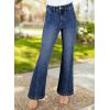 image:imageAstylish Womens Trendy Wide Leg Jeans High Waisted Stretchy Ankle Bootcut Jeans Straight Denim Pants with Slanted PocketsNavy Blue