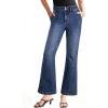 image:imageAstylish Womens Trendy Wide Leg Jeans High Waisted Stretchy Ankle Bootcut Jeans Straight Denim Pants with Slanted PocketsNavy Blue