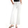 image:imageAstylish Womens Trendy Wide Leg Jeans High Waisted Stretchy Ankle Bootcut Jeans Straight Denim Pants with Slanted PocketsWhite