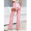 image:imageAstylish Womens Wide Leg Jeans High Waisted Stretchy Straight Leg Jeans Loose Trendy Denim Pants with PocketPink