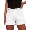 image:imageAstylish Womens Jean Shorts Casual Buttoned High Waisted Stretchy Patch Pocket Trendy Cuffed Denim ShortsWhite