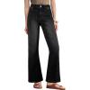 image:imageAstylish Womens Trendy Wide Leg Jeans High Waisted Stretchy Ankle Bootcut Jeans Straight Denim Pants with Slanted PocketsBlack