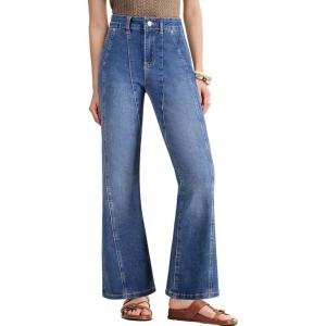 image:imageAstylish Womens Trendy Wide Leg Jeans High Waisted Stretchy Ankle Bootcut Jeans Straight Denim Pants with Slanted PocketsAshleigh Blue