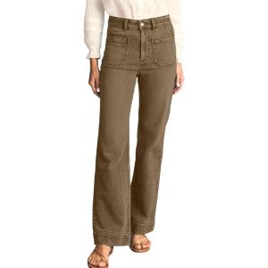 image:imageAstylish Womens Wide Leg Jeans High Waisted Stretchy Straight Leg Jeans Loose Trendy Denim Pants with PocketJungle Green