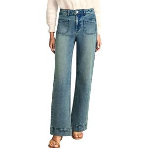 image:imageAstylish Womens Wide Leg Jeans High Waisted Stretchy Straight Leg Jeans Loose Trendy Denim Pants with PocketPrussian Blue
