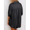 image:imageAstylish Women 2025 Denim Shirt Summer Oversized Short Sleeve V Neck Button Down Chambray Blouse Top with PocketMedium Grey