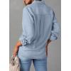 image:imageAstylish Women Button Down Denim Shirts Casual Long Sleeve V Neck Chambray Blouse TopBeau Blue