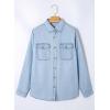 image:imageAstylish Women Button Down Denim Shirts Casual Long Sleeve V Neck Chambray Blouse TopBeau Blue
