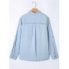 image:imageAstylish Women Button Down Denim Shirts Casual Long Sleeve V Neck Chambray Blouse TopBeau Blue