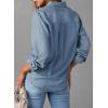 image:imageAstylish Women Button Down Denim Shirts Casual Long Sleeve V Neck Chambray Blouse TopDusk Blue