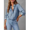 image:imageAstylish Women Button Down Denim Shirts Casual Long Sleeve V Neck Chambray Blouse TopDusk Blue
