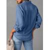 image:imageAstylish Women Button Down Denim Shirts Casual Long Sleeve V Neck Chambray Blouse TopSky Blue