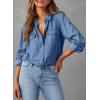 image:imageAstylish Women Button Down Denim Shirts Casual Long Sleeve V Neck Chambray Blouse TopSky Blue