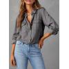 image:imageAstylish Women Button Down Denim Shirts Casual Long Sleeve V Neck Chambray Blouse TopT Gray