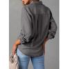 image:imageAstylish Women Button Down Denim Shirts Casual Long Sleeve V Neck Chambray Blouse TopT Gray