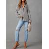 image:imageAstylish Women Button Down Denim Shirts Casual Long Sleeve V Neck Chambray Blouse TopT Light Grey