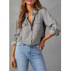 image:imageAstylish Women Button Down Denim Shirts Casual Long Sleeve V Neck Chambray Blouse TopT Light Grey