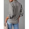 image:imageAstylish Women Button Down Denim Shirts Casual Long Sleeve V Neck Chambray Blouse TopT Light Grey