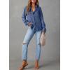 image:imageAstylish Women Button Down Denim Shirts Casual Long Sleeve V Neck Chambray Blouse TopZ Ashleigh Blue