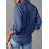 image:imageAstylish Women Button Down Denim Shirts Casual Long Sleeve V Neck Chambray Blouse TopZ Ashleigh Blue