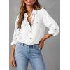 image:imageAstylish Women Button Down Denim Shirts Casual Long Sleeve V Neck Chambray Blouse TopZ White