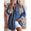image:imageAstylish Women Denim Shirts Button Down Blouse V Neck Casual TopsAshleigh Blue