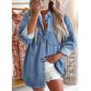 image:imageAstylish Women Denim Shirts Button Down Blouse V Neck Casual TopsBeau Blue