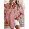 image:imageAstylish Women Denim Shirts Button Down Blouse V Neck Casual TopsT Peach Blossom