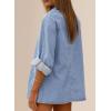 image:imageAstylish Womens Denim Shirt Long Sleeve Button Down Jean Shacket Top with PocketsAshleigh Blue