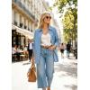 image:imageAstylish Womens Denim Shirt Long Sleeve Button Down Jean Shacket Top with PocketsAshleigh Blue