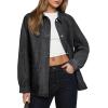 image:imageAstylish Womens Denim Shirt Long Sleeve Button Down Jean Shacket Top with PocketsBlack