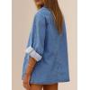 image:imageAstylish Womens Denim Shirt Long Sleeve Button Down Jean Shacket Top with PocketsLight Blue