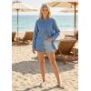 image:imageAstylish Womens Denim Shirt Long Sleeve Button Down Jean Shacket Top with PocketsLight Blue