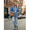 image:imageAstylish Womens Denim Shirt Long Sleeve Button Down Jean Shacket Top with PocketsLight Blue